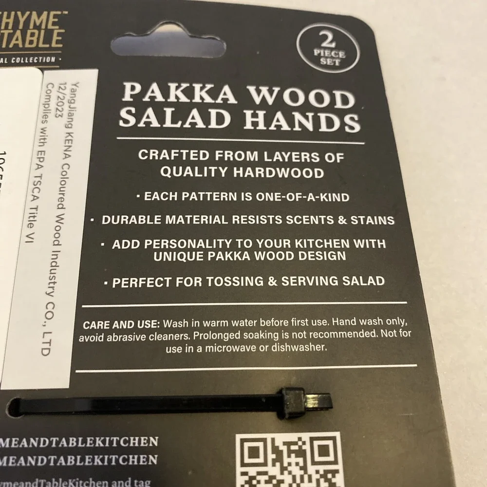 Thyme & Table Pakka Wood Salad Tosser Mixing Durable Material Hand Set (2 Pack)